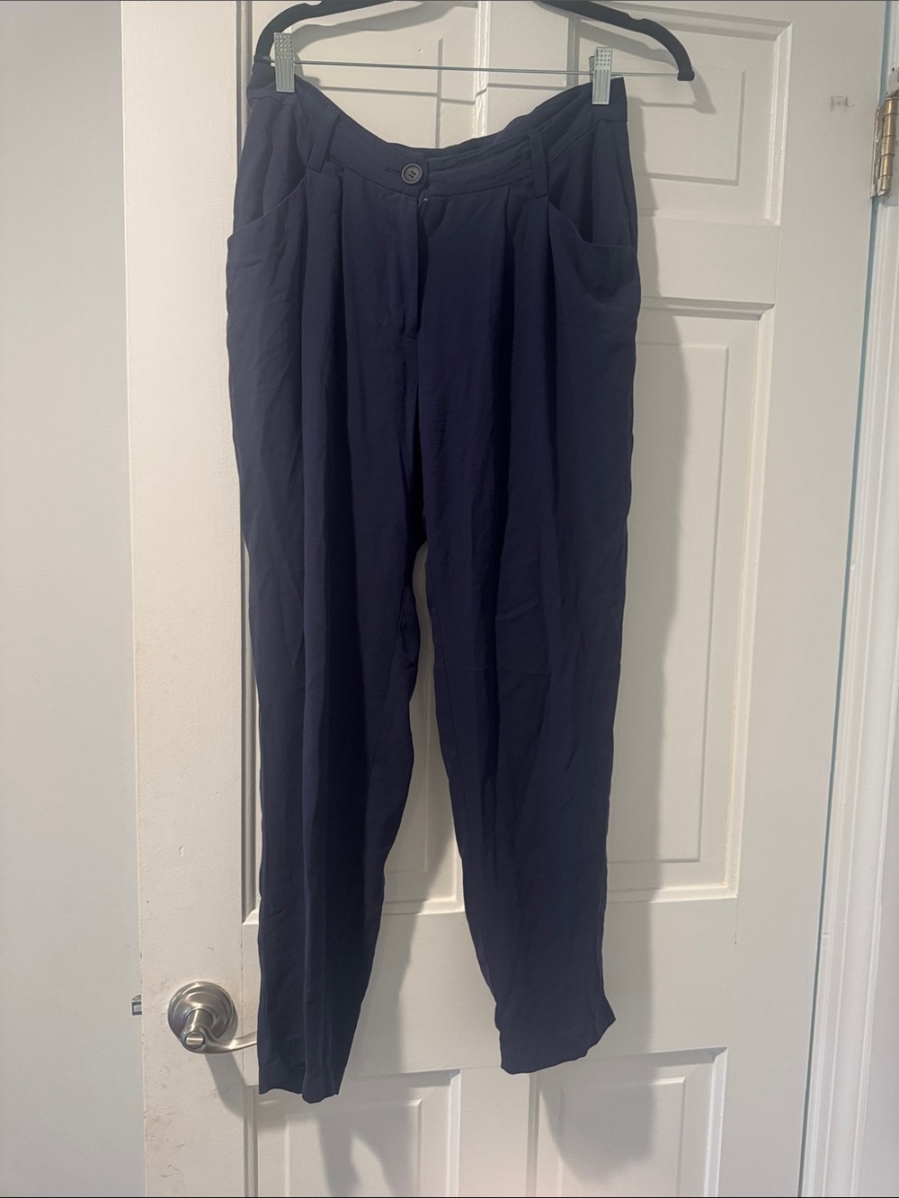 Eileen Fisher Silk Navy Tapered Pants